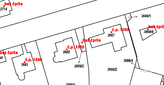 Praha 120378299 na parcele st. 3686/2 v KÚ Smíchov, Katastrální mapa