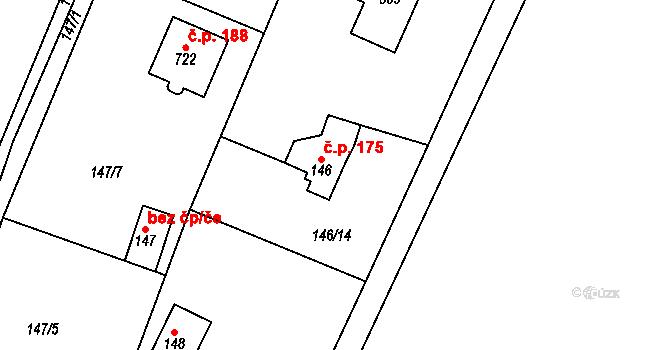 Březová 175, Březová-Oleško na parcele st. 146 v KÚ Březová u Zvole, Katastrální mapa