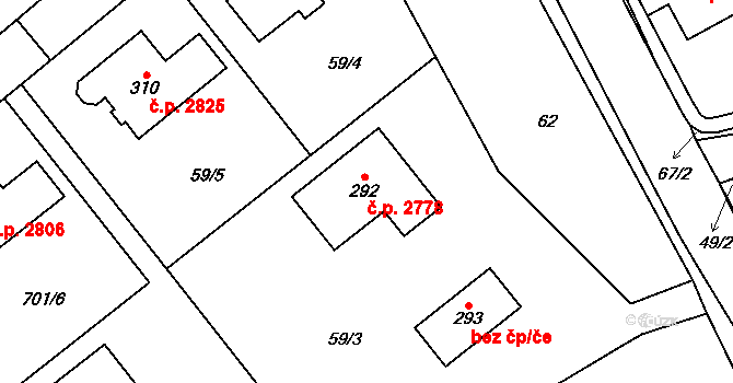 Šumperk 2778 na parcele st. 292 v KÚ Horní Temenice, Katastrální mapa