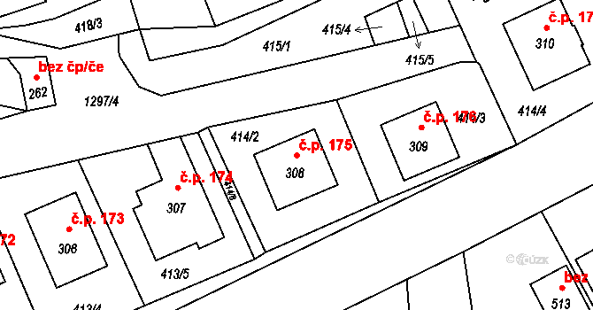 Jarošov nad Nežárkou 175 na parcele st. 308 v KÚ Jarošov nad Nežárkou, Katastrální mapa