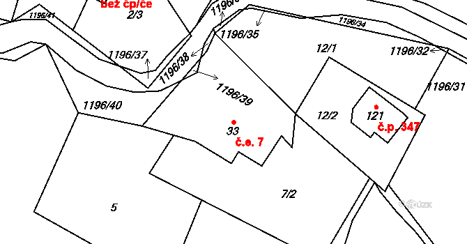 Křenov 7, Bernartice na parcele st. 33 v KÚ Křenov u Žacléře, Katastrální mapa