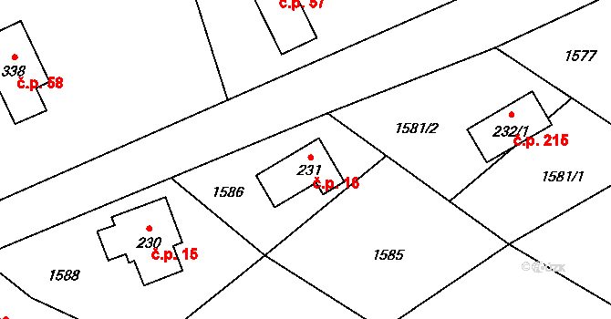Valy 16, Krompach na parcele st. 231 v KÚ Krompach, Katastrální mapa