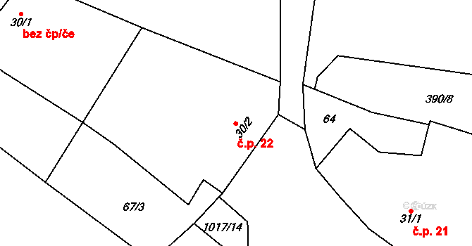 Dolní Rokytňany 22, Rokytňany na parcele st. 30/2 v KÚ Dolní Rokytňany, Katastrální mapa