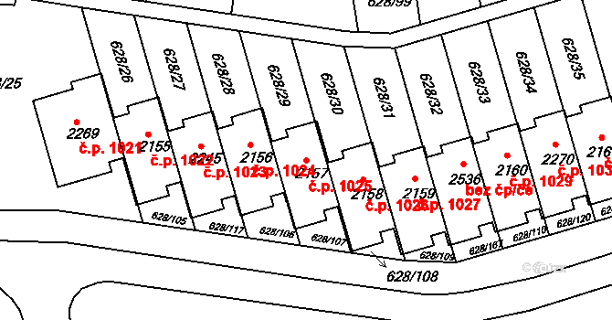 Prachatice II 1025, Prachatice na parcele st. 2157 v KÚ Prachatice, Katastrální mapa