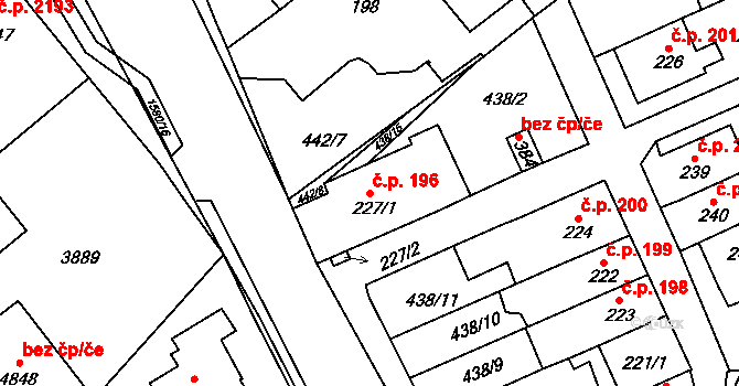 Rybník 196 na parcele st. 227/1 v KÚ Rybník u České Třebové, Katastrální mapa