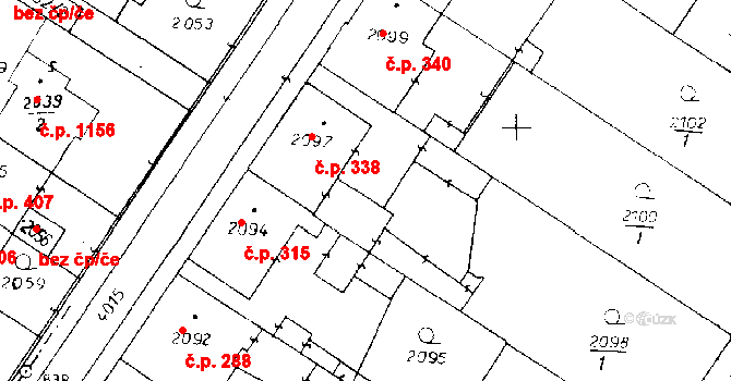 Poděbrady III 338, Poděbrady na parcele st. 2097 v KÚ Poděbrady, Katastrální mapa