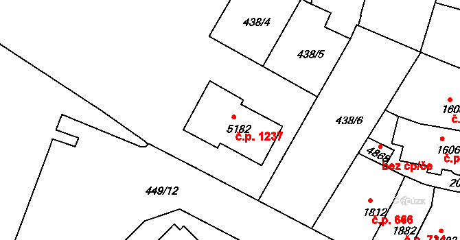 Horka-Domky 1237, Třebíč na parcele st. 5182 v KÚ Třebíč, Katastrální mapa