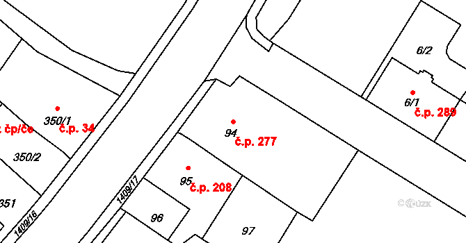Pudlov 277, Bohumín na parcele st. 94 v KÚ Pudlov, Katastrální mapa
