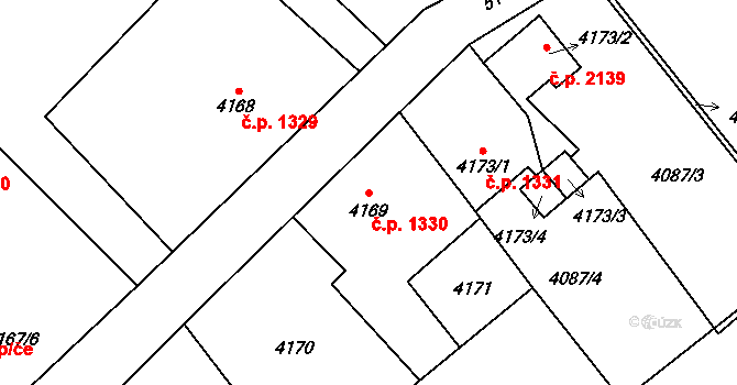 Místek 1330, Frýdek-Místek na parcele st. 4169 v KÚ Místek, Katastrální mapa