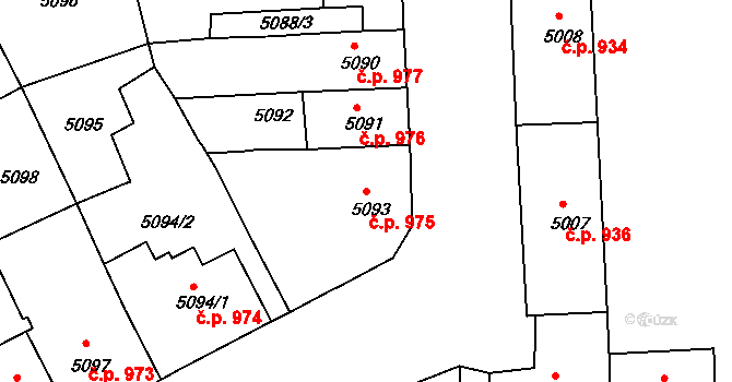 Česká Lípa 975 na parcele st. 5093 v KÚ Česká Lípa, Katastrální mapa