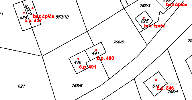Chrastava 400 na parcele st. 441 v KÚ Chrastava I, Katastrální mapa