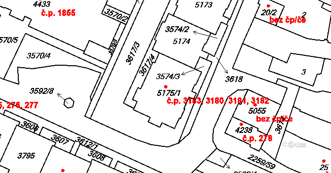 Havlíčkův Brod 3180,3181,3182,3183 na parcele st. 5175/1 v KÚ Havlíčkův Brod, Katastrální mapa