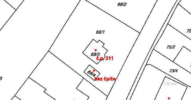 Choryně 211 na parcele st. 68/3 v KÚ Choryně, Katastrální mapa