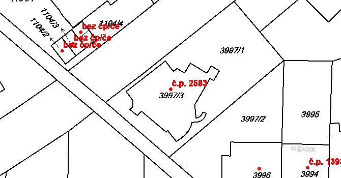 Dejvice 2583, Praha na parcele st. 3997/3 v KÚ Dejvice, Katastrální mapa