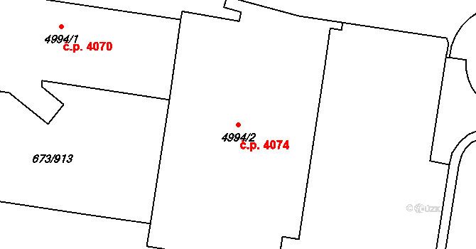 Zlín 4074 na parcele st. 4994/2 v KÚ Zlín, Katastrální mapa