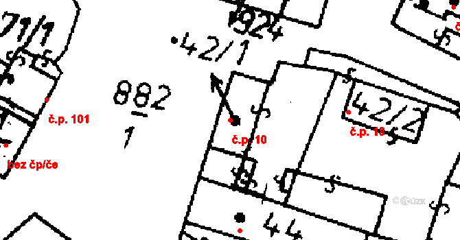 Heřmaň 10 na parcele st. 42/1 v KÚ Heřmaň, Katastrální mapa