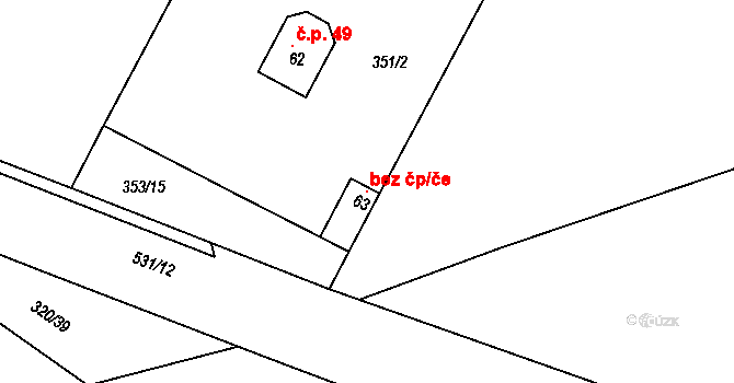 Borek 40356299 na parcele st. 63 v KÚ Borek, Katastrální mapa