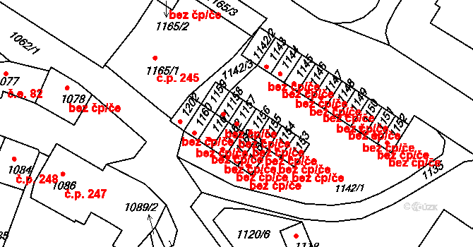 Valtice 40796299 na parcele st. 1157 v KÚ Valtice, Katastrální mapa