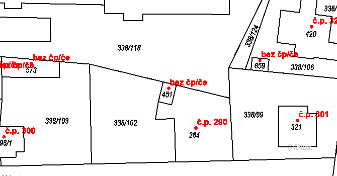 Bohušovice nad Ohří 41091299 na parcele st. 451 v KÚ Bohušovice nad Ohří, Katastrální mapa