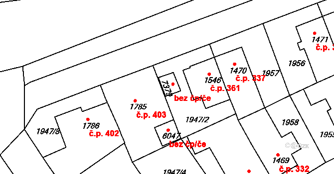 Třebíč 41450299 na parcele st. 7379 v KÚ Třebíč, Katastrální mapa