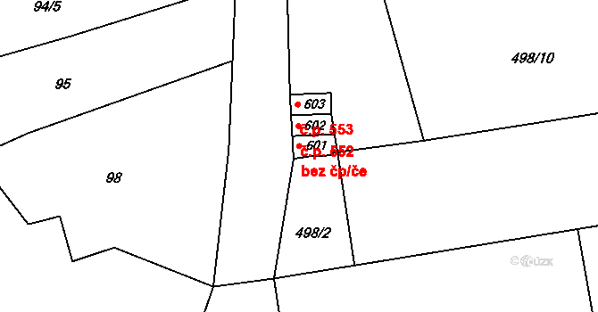 Rokytnice 42393299 na parcele st. 601 v KÚ Rokytnice u Přerova, Katastrální mapa