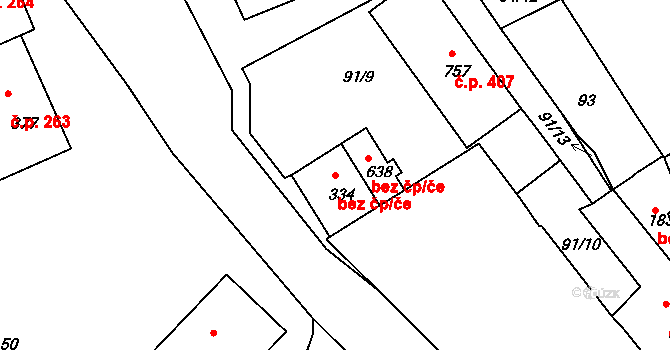 Vyšší Brod 44152299 na parcele st. 334 v KÚ Vyšší Brod, Katastrální mapa