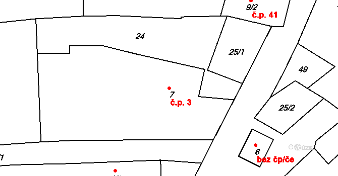 Úblo 3, Brumovice na parcele st. 7 v KÚ Úblo, Katastrální mapa