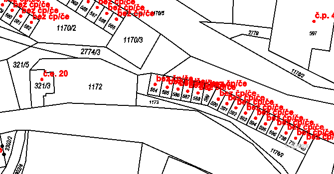 Hranice 48185299 na parcele st. 585 v KÚ Drahotuše, Katastrální mapa