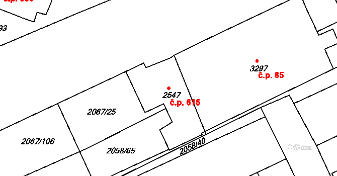Náchod 615 na parcele st. 2547 v KÚ Náchod, Katastrální mapa