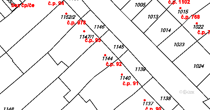Nivnice 92 na parcele st. 1144 v KÚ Nivnice, Katastrální mapa