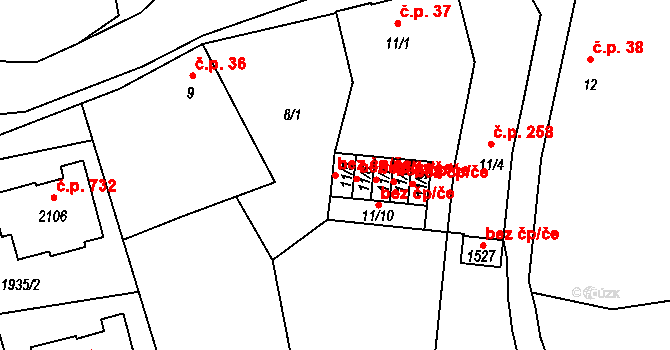 Mariánské Lázně 49771299 na parcele st. 11/5 v KÚ Úšovice, Katastrální mapa