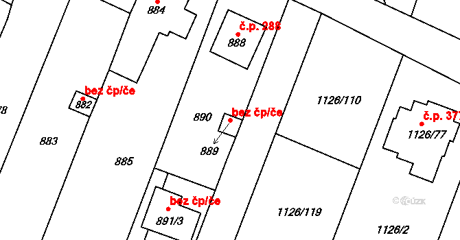 Lipůvka 50244299 na parcele st. 889 v KÚ Lipůvka, Katastrální mapa