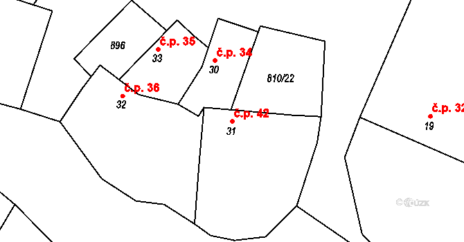 Holešovice 42, Chroustovice na parcele st. 31 v KÚ Holešovice u Chroustovic, Katastrální mapa