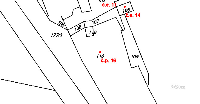 Beroun-Hostim 16, Beroun na parcele st. 110 v KÚ Hostim u Berouna, Katastrální mapa