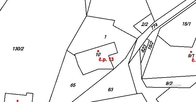 Lipí 13, Manětín na parcele st. 10 v KÚ Lipí u Manětína, Katastrální mapa