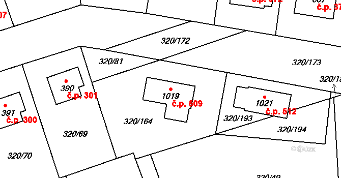 Třemošnice 509 na parcele st. 1019 v KÚ Třemošnice nad Doubravou, Katastrální mapa