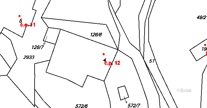 Jenín 12, Dolní Dvořiště na parcele st. 4 v KÚ Jenín, Katastrální mapa