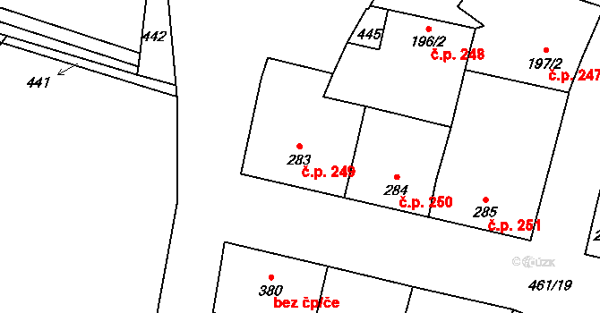 Bavorov 249 na parcele st. 283 v KÚ Bavorov, Katastrální mapa