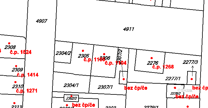 Louny 1104 na parcele st. 2306 v KÚ Louny, Katastrální mapa