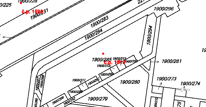 Uhříněves 1610, Praha na parcele st. 1900/285 v KÚ Uhříněves, Katastrální mapa