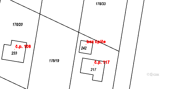 Kozmice 97046299 na parcele st. 242 v KÚ Kozmice u Benešova, Katastrální mapa
