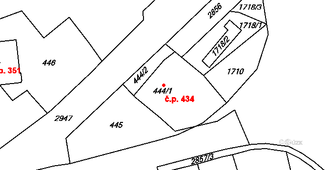 Dobruška 434 na parcele st. 444/1 v KÚ Dobruška, Katastrální mapa