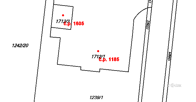 Lipník nad Bečvou I-Město 1185, Lipník nad Bečvou na parcele st. 1712/1 v KÚ Lipník nad Bečvou, Katastrální mapa