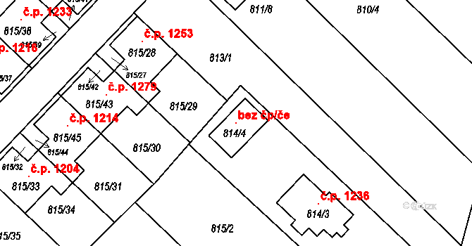 Rousínov 119191300 na parcele st. 814/4 v KÚ Rousínov u Vyškova, Katastrální mapa