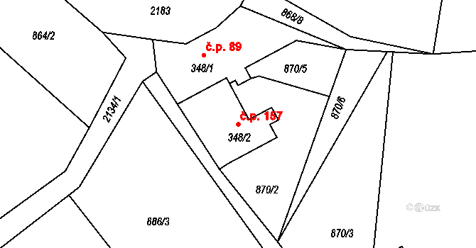 Alšovice 157, Pěnčín na parcele st. 348/2 v KÚ Alšovice, Katastrální mapa