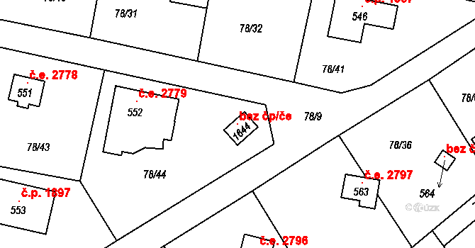 Kamenice 121736300 na parcele st. 1644 v KÚ Těptín, Katastrální mapa