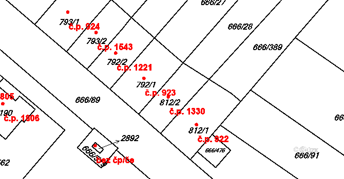Veselí nad Moravou 1330 na parcele st. 812/2 v KÚ Veselí-Předměstí, Katastrální mapa