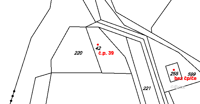 Leč 39, Skuhrov na parcele st. 42 v KÚ Skuhrov pod Brdy, Katastrální mapa