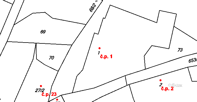 Kal 1, Pecka na parcele st. 1 v KÚ Kal, Katastrální mapa