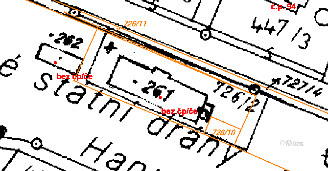 Dlouhoňovice 142 na parcele st. 261 v KÚ Dlouhoňovice, Katastrální mapa